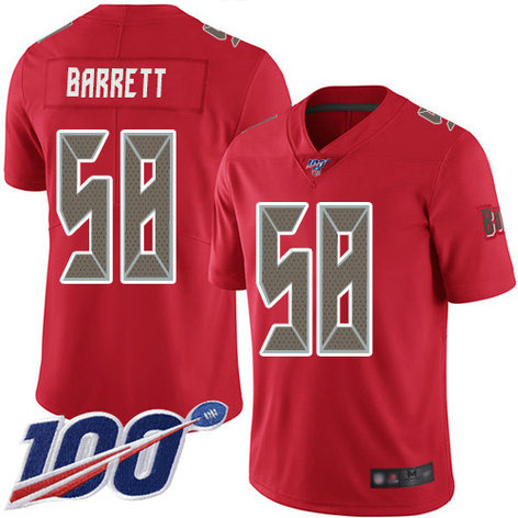 Buccaneers #58 Shaquil Barrett Red Youth Stitched Football Limited Rush 100th Season Jersey