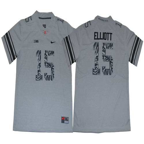 Buckeyes #15 Ezekiel Elliott Gray Alternate Legend Limited Stitched NCAA Jersey