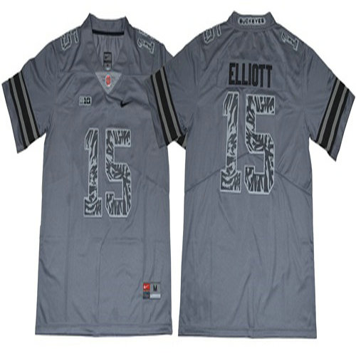 Buckeyes #15 Ezekiel Elliott Gray New Alternate Legend Limited Stitched NCAA Jersey