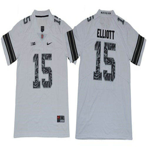 Buckeyes #15 Ezekiel Elliott Light Gray Alternate Legend Limited Stitched NCAA Jersey