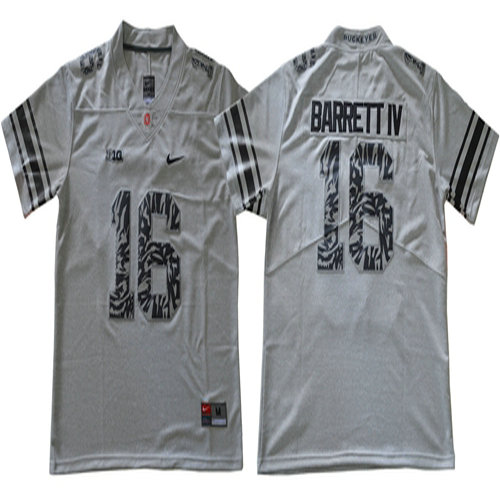 Buckeyes #16 J. T. Barrett IV Gray Alternate Legend Limited Stitched NCAA Jersey