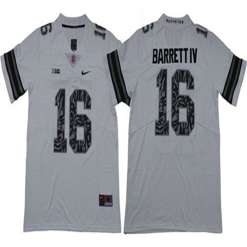 Buckeyes #16 J. T. Barrett IV Light Gray Alternate Legend Limited Stitched NCAA Jersey