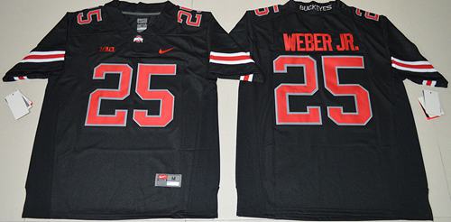 Buckeyes #25 Mike Weber Jr. Black(Red No.) Limited Stitched NCAA Jersey