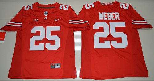 Buckeyes #25 Mike Weber Jr. Red Stitched NCAA Jersey
