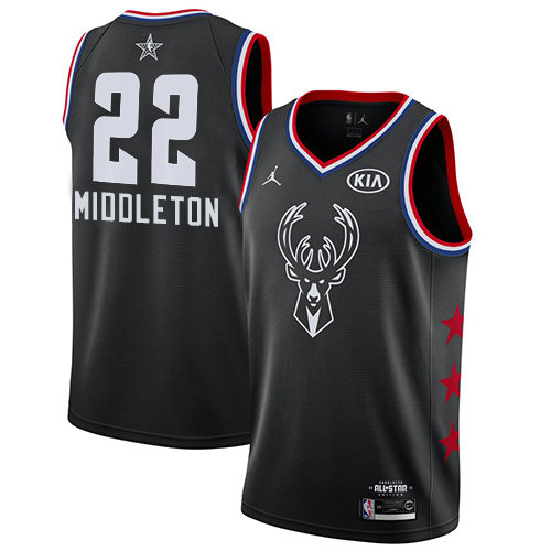 Bucks #22 Khris Middleton Black Basketball Jordan Swingman 2019 All-Star Game Jersey