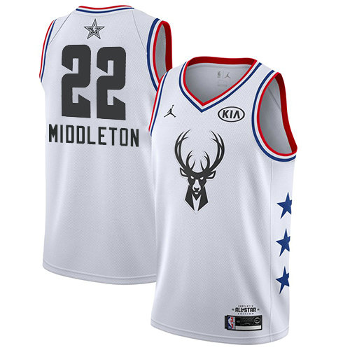 Bucks #22 Khris Middleton White Basketball Jordan Swingman 2019 All-Star Game Jersey