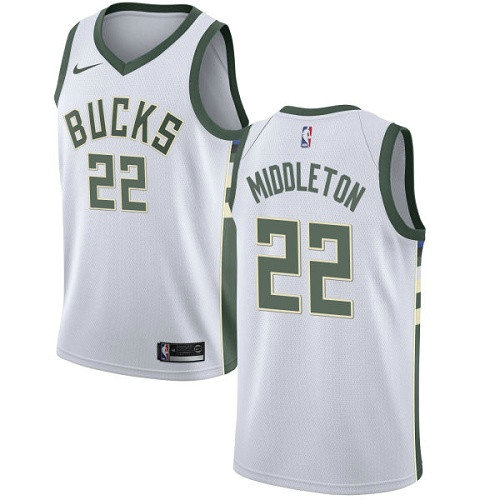 Bucks #22 Khris Middleton White Women's Basketball Swingman Association Edition Jersey