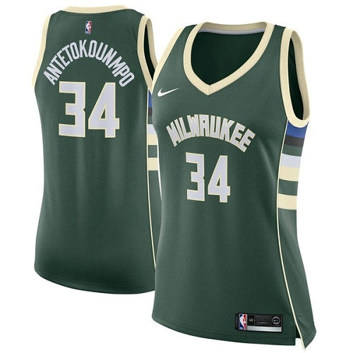 Bucks #34 Giannis Antetokounmpo Green Women's Basketball Swingman Icon Edition Jersey