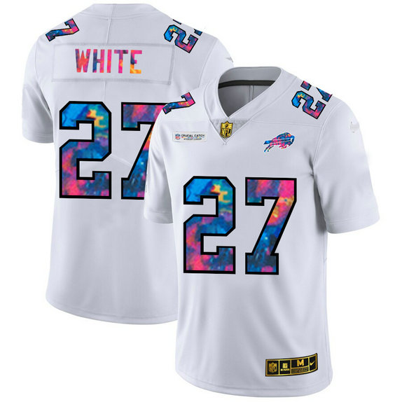 Buffalo Bills #27 Tre'Davious White Men's White Nike Multi-Color 2020 NFL Crucial Catch Limited NFL Jersey