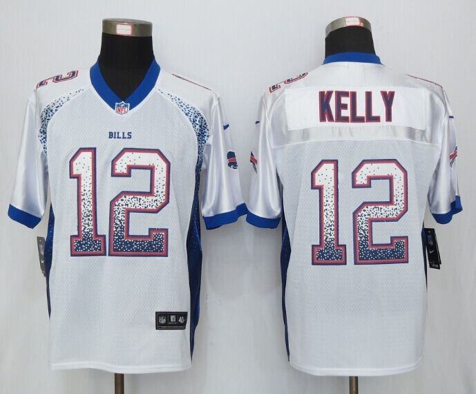 Buffalo Bills 12 Jim Kelly Drift Fashion White Nike NFL Elite Jerseys
