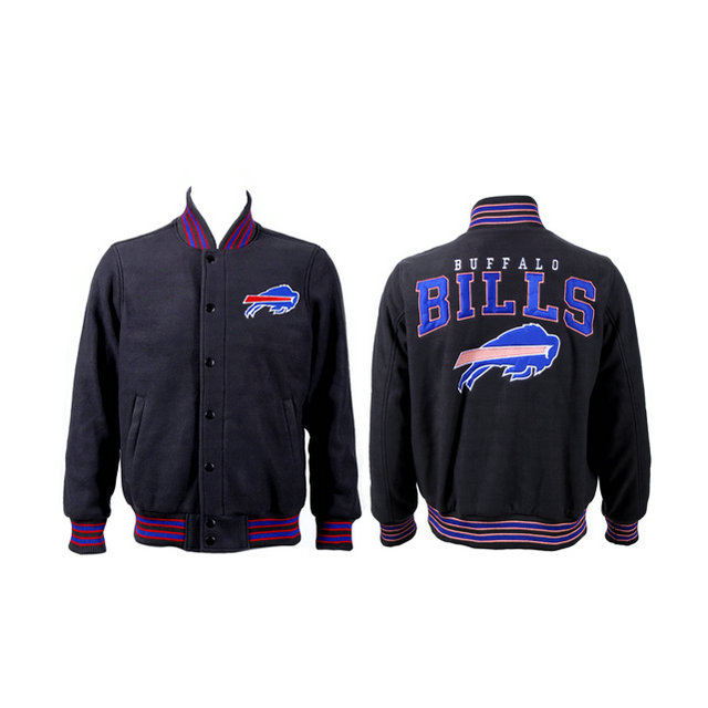 Buffalo Bills Black Team Logo Suede NFL Jackets