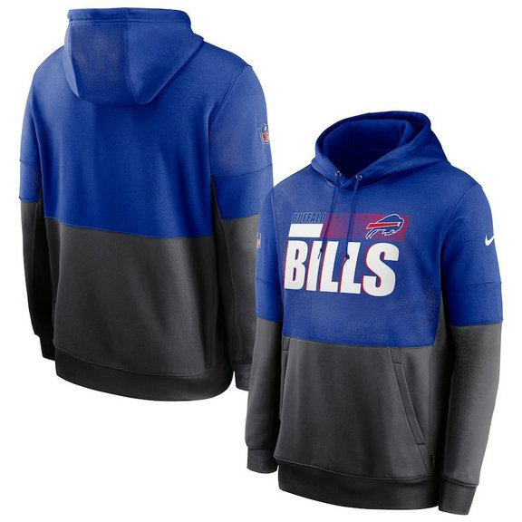 Buffalo Bills Nike Sideline Impact Lockup Performance Pullover Hoodie Royal Charcoal
