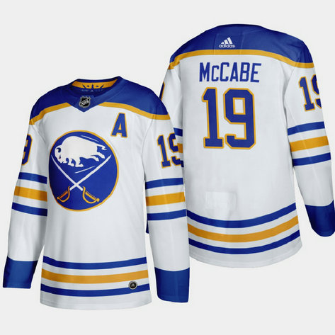 Buffalo Sabres #19 Jake Mccabe Men's Adidas 2020-21 Away Authentic Player Stitched NHL Jersey White