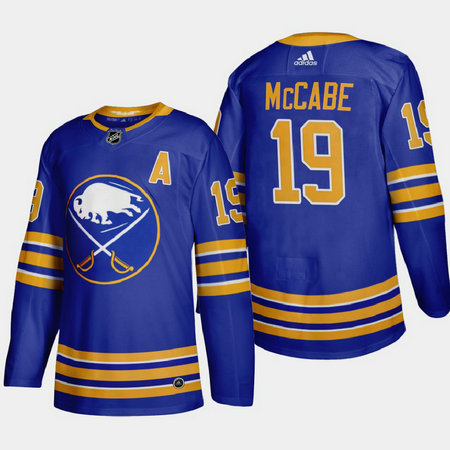 Buffalo Sabres #19 Jake Mccabe Men's Adidas 2020-21 Home Authentic Player Stitched NHL Jersey Royal Blue