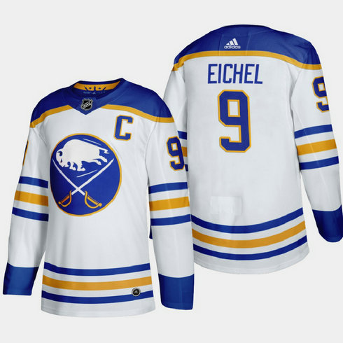 Buffalo Sabres #9 Jack Eichel Men's Adidas 2020-21 Away Authentic Player Stitched NHL Jersey White