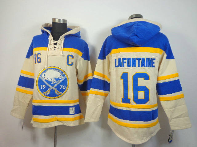 Buffalo Sabres 16 Lafontaine cream with blue NHL Fashion hoddies