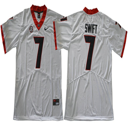 Bulldogs #7 D'Andre Swift White Limited Stitched NCAA Jersey