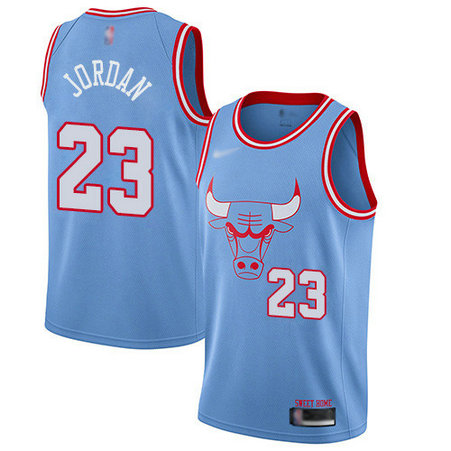 Bulls #23 Michael Jordan Blue Basketball Swingman City Edition 2019 20 Jersey