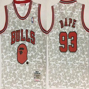 Bulls 93 Bape Gray 1997-98 Hardwood Classics Jersey