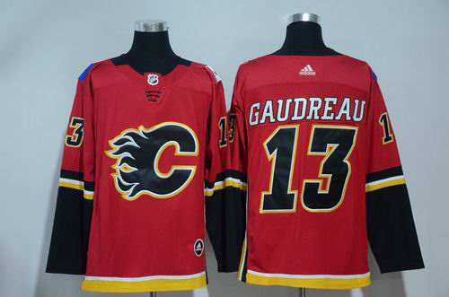 Calgary Flames #13 Johnny Gaudreau red 2017-2018 season Jersey