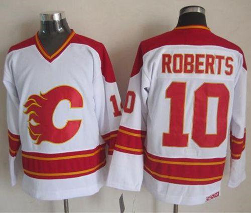 Calgary Flames 10 Gary Roberts White CCM Throwback NHL Jersey