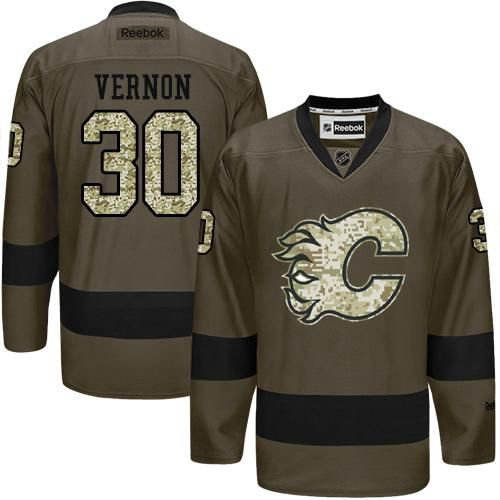 Calgary Flames 30 Mike Vernon Green Salute to Service NHL Jersey