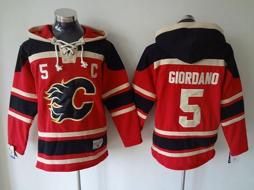 Calgary Flames 5 Mark Giordano Red Sawyer Hooded Sweatshirt NHL jersey