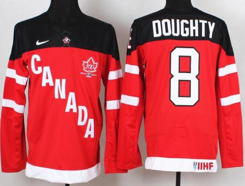 Canada Olympic 100th Anniversary 8 Drew Doughty Red Black Hockey Jerseys