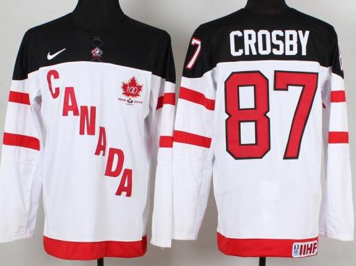 Canada Olympic 100th Anniversary 87 Sidney Crosby White Hockey Jerseys