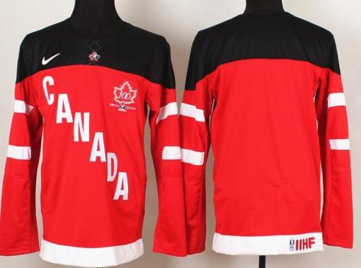 Canada Olympic 100th Anniversary Blank Red Black Hockey Jerseys