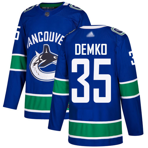 Canucks #35 Thatcher Demko Blue Home Authentic Stitched Hockey Jersey