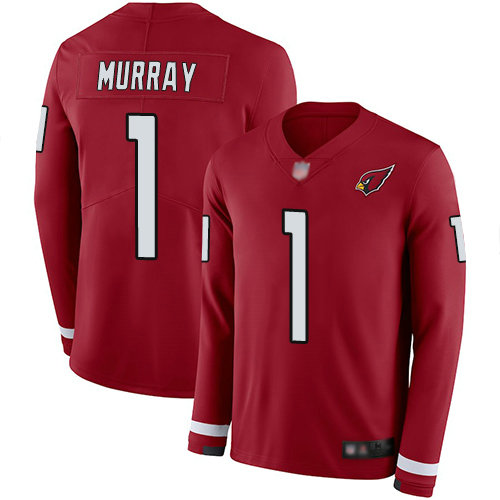 Cardinals #1 Kyler Murray Red Team Color Youth Stitched Football Limited Therma Long Sleeve Jersey