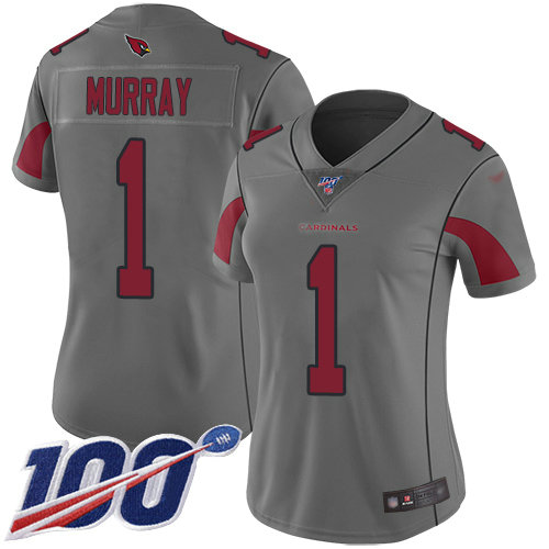 Cardinals #1 Kyler Murray Silver Women's Stitched Football Limited Inverted Legend 100th Season Jersey