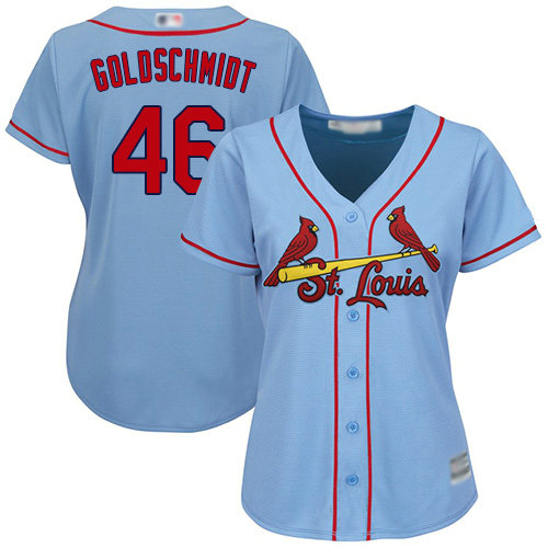 Cardinals #46 Paul Goldschmidt Light Blue Alternate Women's Stitched Baseball Jersey