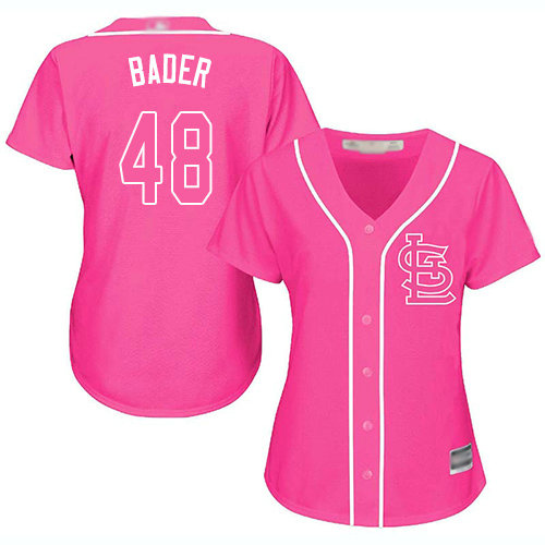 Cardinals #48 Harrison Bader Pink Fashion Women's Stitched Baseball Jersey