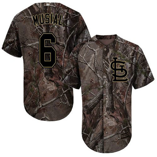 Cardinals #6 Stan Musial Camo Realtree Collection Cool Base Stitched Youth Baseball Jersey