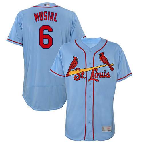 Cardinals #6 Stan Musial Light Blue Flexbase Authentic Collection Stitched Baseball Jersey