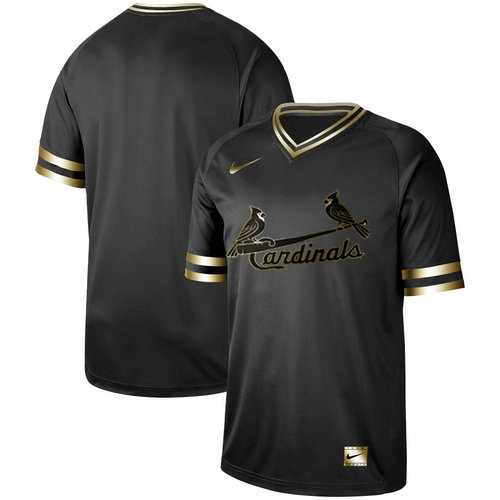 Cardinals Blank Black Gold Nike Cooperstown Collection Legend V Neck Jersey