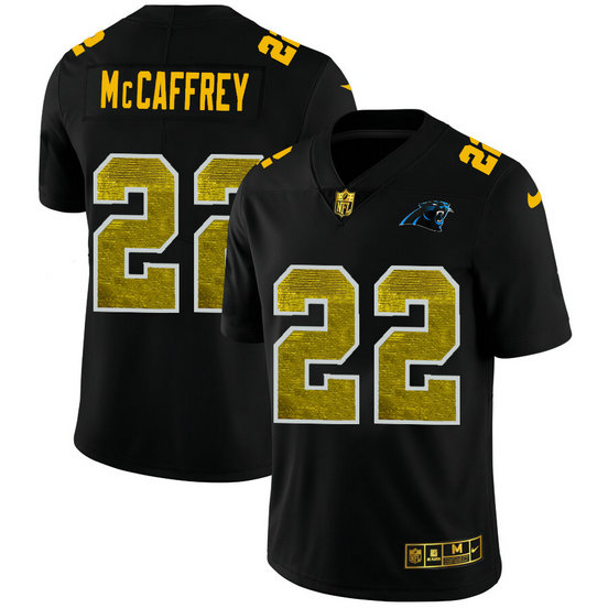 Carolina Panthers #22 Christian McCaffrey Men's Black Nike Golden Sequin Vapor Limited NFL Jersey