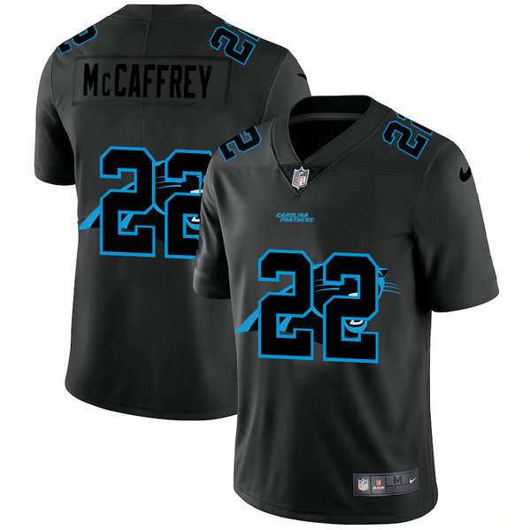 Carolina Panthers #22 Christian McCaffrey Men's Nike Team Logo Dual Overlap Limited NFL Jersey Black