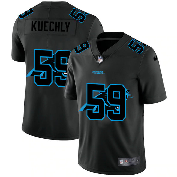 Carolina Panthers #59 Luke Kuechly Men's Nike Team Logo Dual Overlap Limited NFL Jersey Black