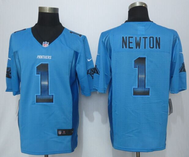Carolina Panthers 1 Cam Newton Pro Line Blue Fashion Strobe 2015 New Nike Jersey