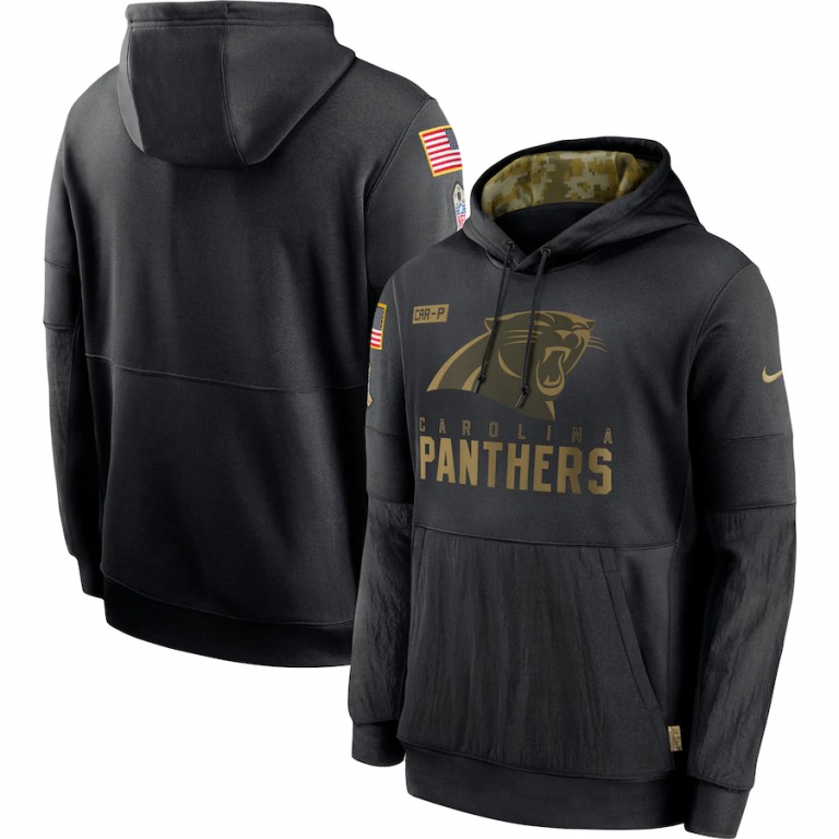 Carolina Panthers Nike 2020 Salute to Service Sideline Performance Pullover Hoodie Black