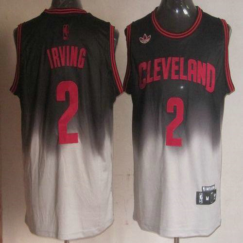 Cavaliers #2 Kyrie Irving Black Grey Fadeaway Fashion Stitched NBA Jersey