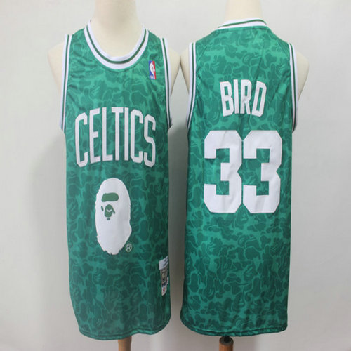 Celtics Bape 33 Larry Bird Green Hardwood Classics Jersey