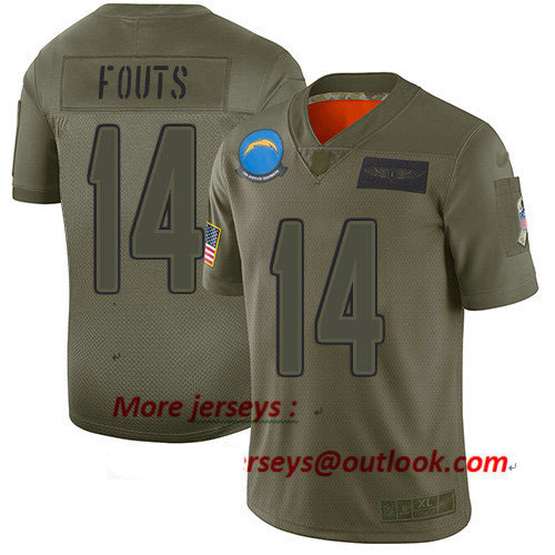 Chargers #14 Dan Fouts Camo Men's Stitched Football Limited 2019 Salute To Service Jersey