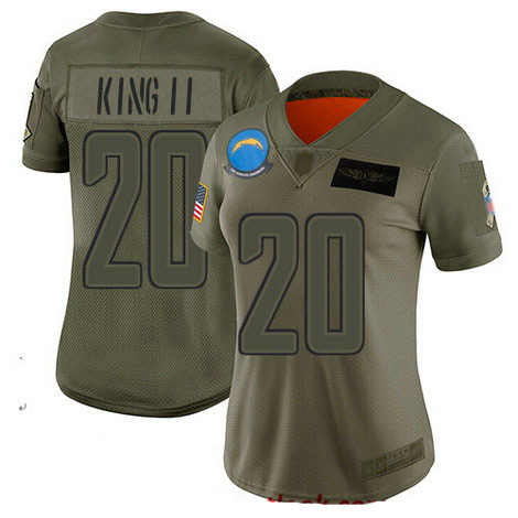 Chargers #20 Desmond King II Camo Women's Stitched Football Limited 2019 Salute to Service Jersey