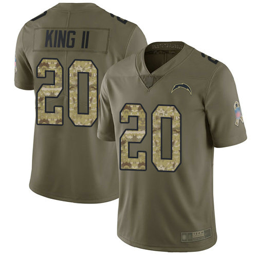 Chargers #20 Desmond King II Olive Camo Youth Stitched Football Limited 2017 Salute to Service Jersey