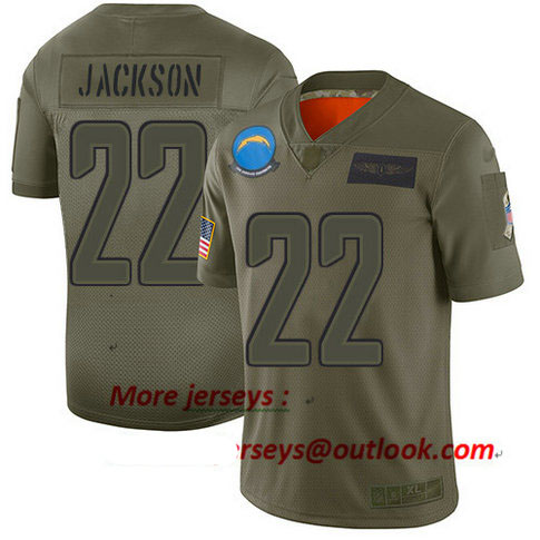 Chargers #22 Justin Jackson Camo Men's Stitched Football Limited 2019 Salute To Service Jersey
