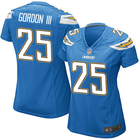 Chargers #25 Melvin Gordon III Electric Blue Alternate Women's Stitched Football New Elite Jersey